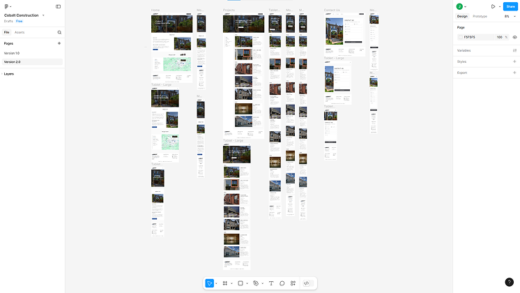This is a screenshot of the Figma design file that was used to design Cobalt Construction