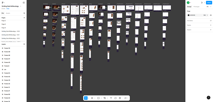 This is a screenshot of the Figma design file that was used to design Smiling Sole Reflexology