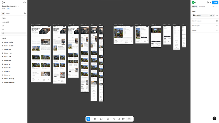 This is a screenshot of the Figma design file that was used to design Cobalt Development