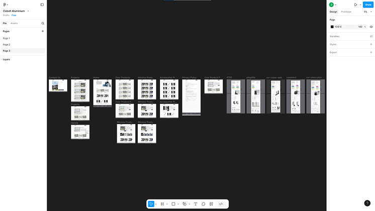 This is a screenshot of the Figma design file that was used to design Cobalt Aluminium
